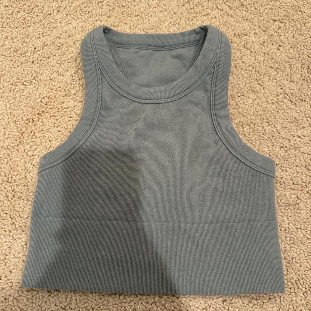 Alo blue green cropped racer back tank. Size XS.